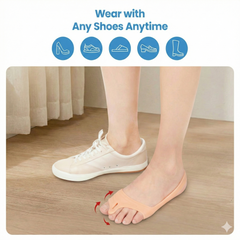 Hyggear Thickened Silicone Toe Separator with Holes for Arch Cushioning, Massage Half Insoles, Flexible And Anti, Can Be Cut to Fit, with a Toe Pull Strap - 77635498361423